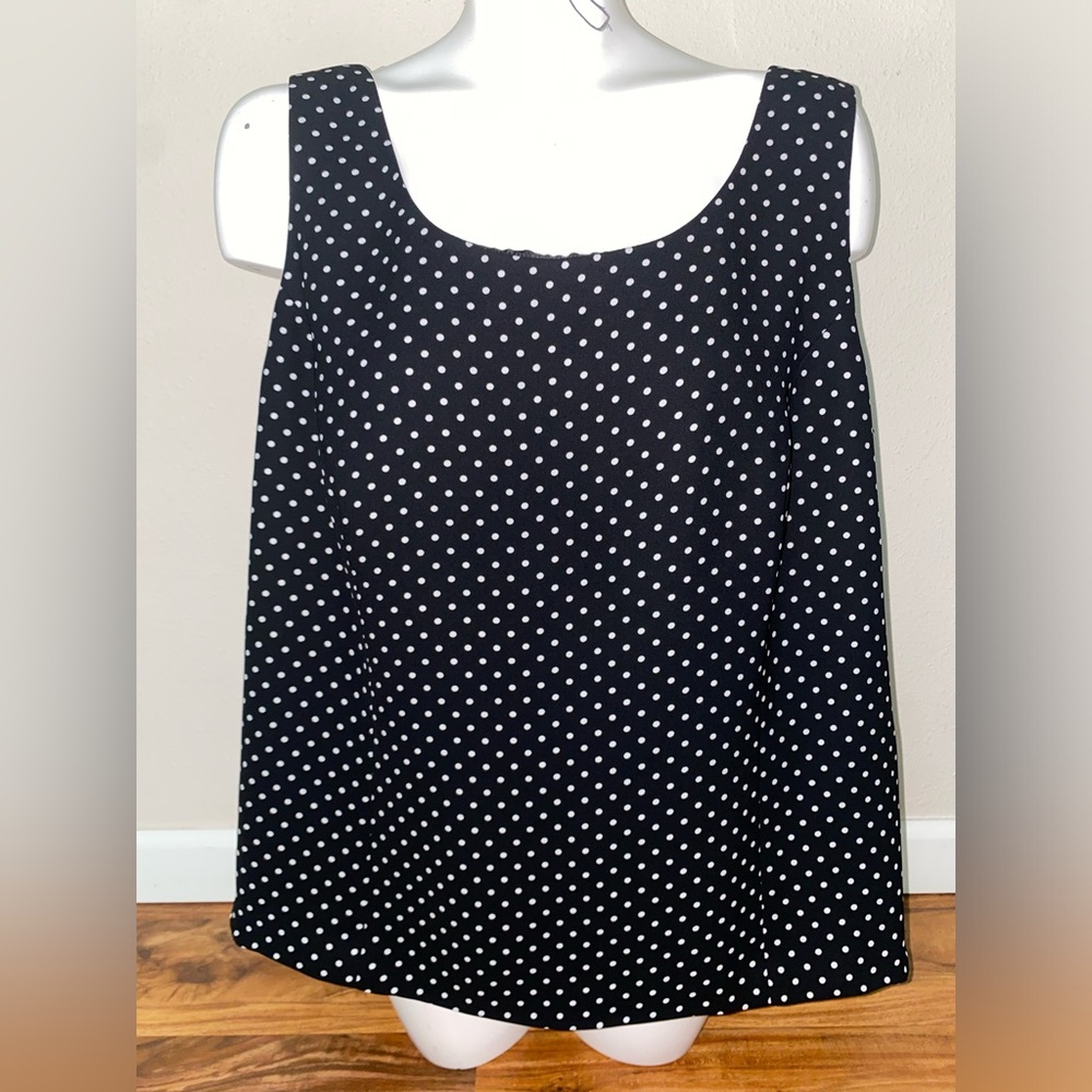 Jones Studio Black Polka Dot Formal Tank Top